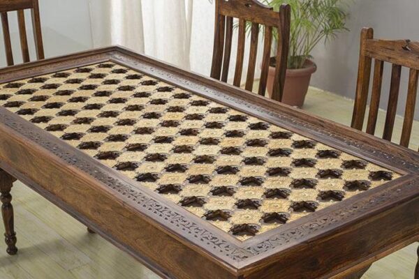 Solid Wood Brass Dining Table D